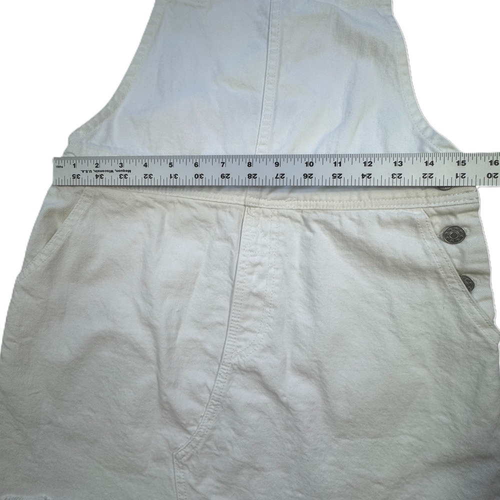 Envy White Denim Overall Skirt Womens Small Pinafore Dress Mini Festival Boho - Picture 6 of 10